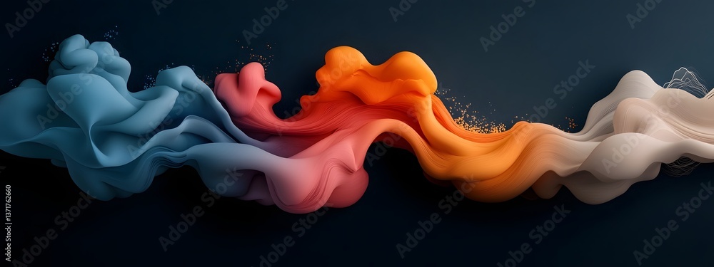 Poster vibrant undulating waves of color and light evoke the frequency content and motion of a river s flow