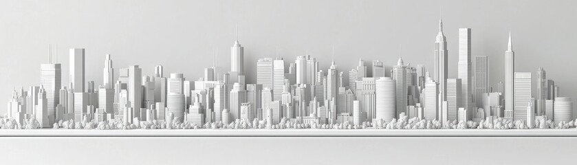 Naklejka premium White city skyline model, urban landscape, architecture, design, real estate