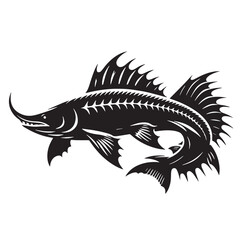 Black Saber-toothed Cat Silhouette Vector, High Quality Illustration on White Background