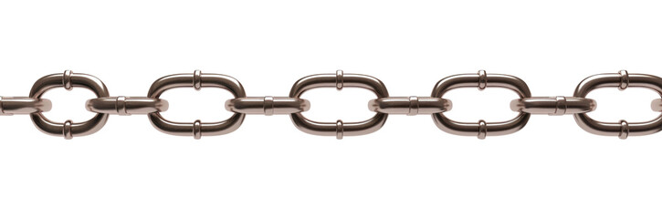 Obraz premium Horizontal steel chain, isolated on a transparent background