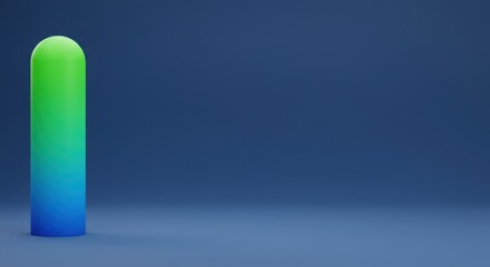 Abstract 3D Render of a Gradient Cylinder on a Blue Background Minimalist Digital Art Design