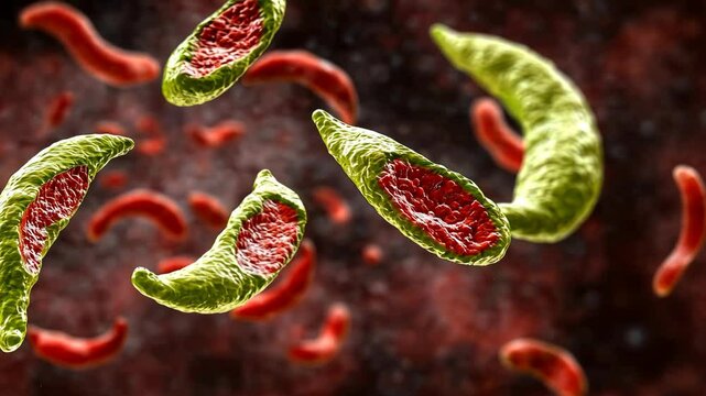 Toxoplasma gondii parasites infecting red blood cells, illustrating toxoplasmosis