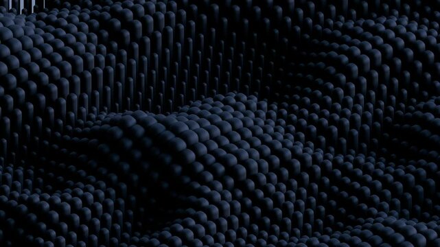 abstract futuristic satisfying dark 3d shapes wave motion background video, seamless 4k loop backdrop wallpaper