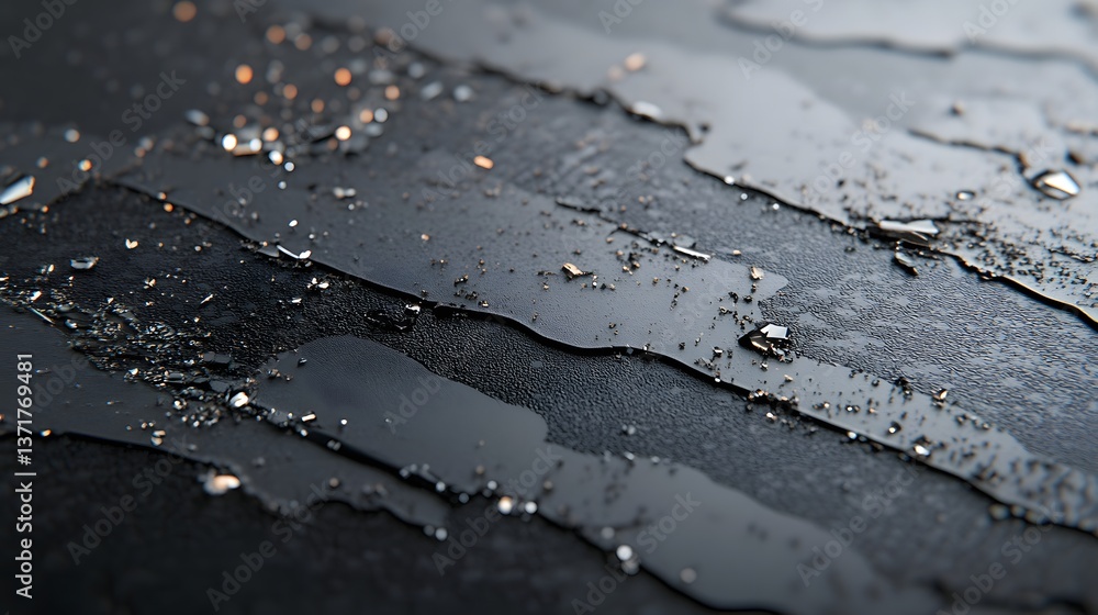 Poster abstract dark surface texture with scattered metallic fragments and gleaming particles