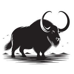 Black Steller's Sea Cow Silhouette Vector, High Quality Illustration on White Background