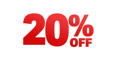 Red twenty percent off discount promotion on black background