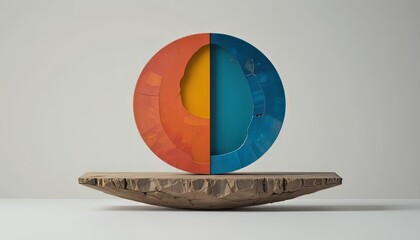 Abstract Circular Sculpture with Color Segmentation