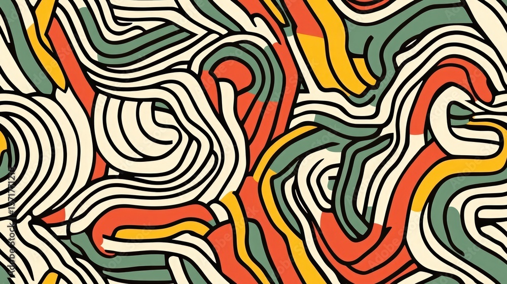 Poster abstract swirling lines pattern colorful repeating design seamless texture modern art b