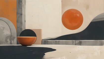 Abstract Geometric Composition with Earthy Tones