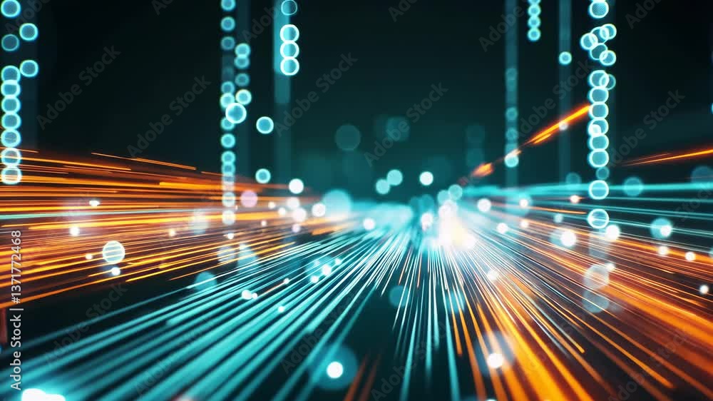 Poster dynamic light trails create a stunning visual effect in a digital landscape