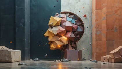 Abstract Geometric Sculpture in a Modern Environment