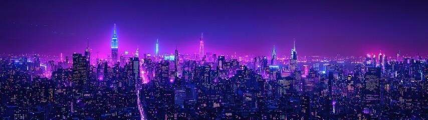 Dazzling city nightscape with sparkling lights and enchanting atmosphere in urban environment