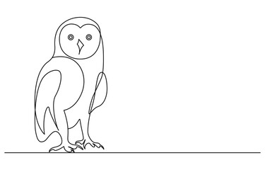 Obraz premium Continuous one line drawing wild bird owl. A bird of prey at night, Minimalist Owl with Glasses in One Line Art Style 