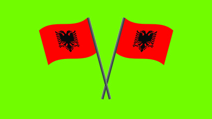 Flag Of Albania, Albania flag vector, National flag of Albania. Crossed Table flag of Albania.