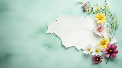 Torn Paper  Spring Flowers  Pastel Background  Floral Design  Blank Space  Greeting Card