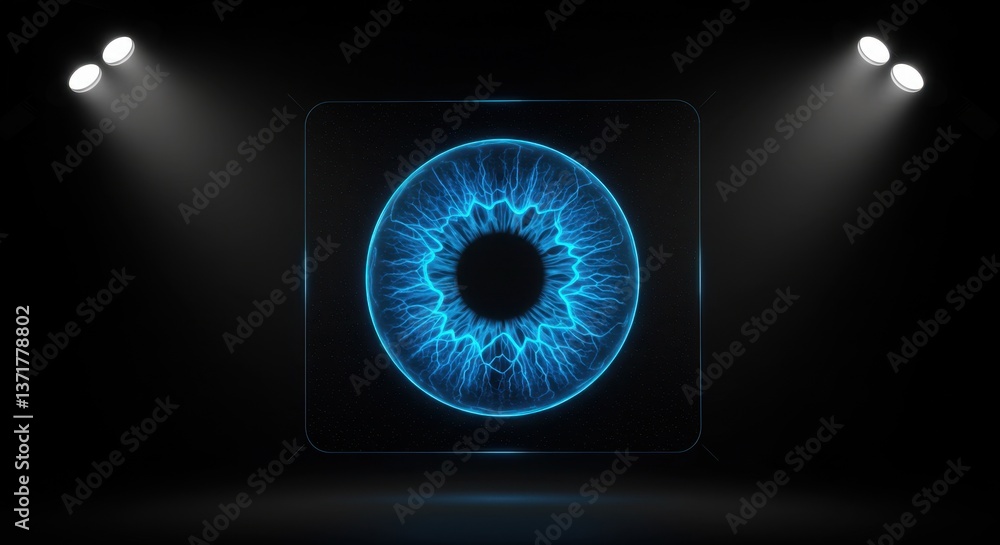 Aufkleber illuminated digital iris: a futuristic visualization of biometric security and technology