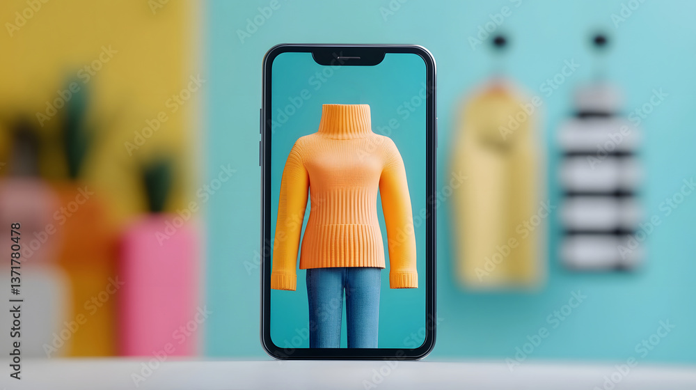 Aufkleber the augmented reality shopping experience showcases a virtual 3d product display on a mobile device 