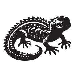 Black Yunnan Lake Newt Silhouette Vector, High Quality Illustration on White Background