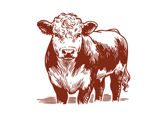 Hereford Cattle hand drawn sketch vector illustration © Shutoda