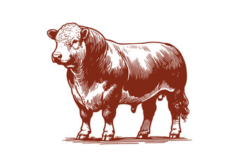 Hereford Cattle hand drawn sketch vector illustration