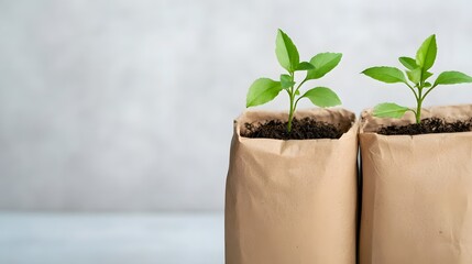 Handmade Recycled Paper Packaging with Sustainable Plant Seedlings for Environmental Awareness