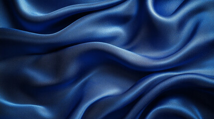 Fototapeta premium Close up of rippled blue satin fabric creating a beautiful and elegant texture and background design.