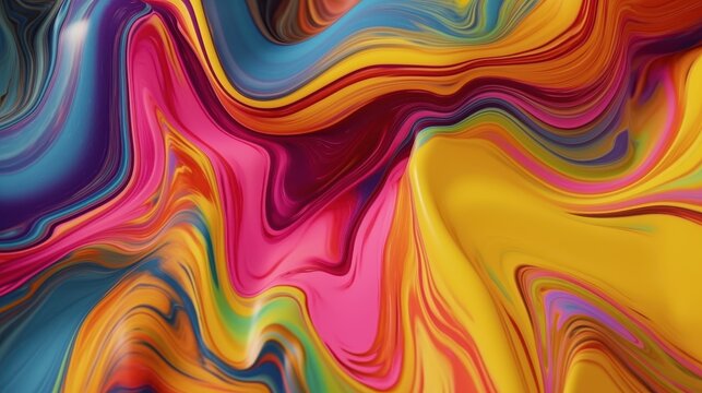 Vibrant swirls of multicolored paint create an abstract fluid art background perfect for vibrant designs needing a dynamic and colorful backdrop for websites or presentations.