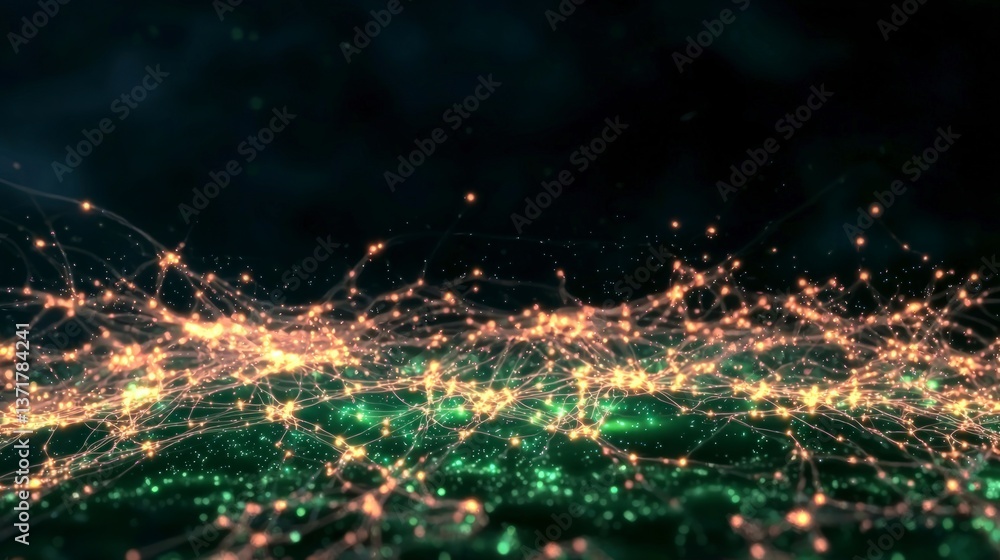 Poster abstract neural network glowing connections digital brain technology background
