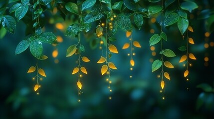 Magical Glowing Leaves  Enchanted Forest  Fantasy Nature  Dreamy Background