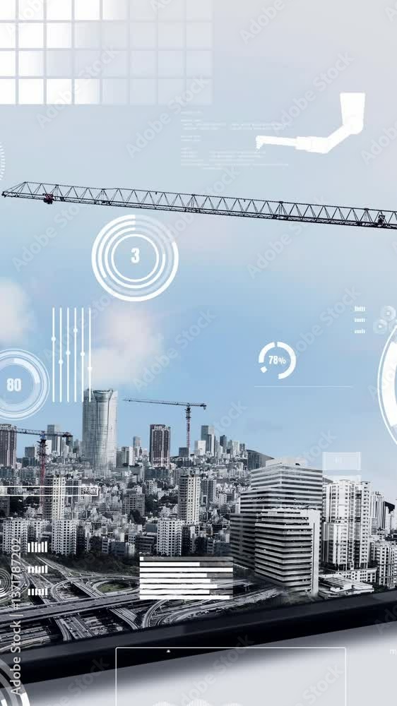 Poster innovative architecture and inventive civil engineering plan building construction project. creative