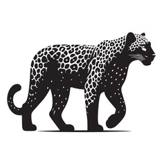 Black Zanzibar Leopard Silhouette Vector, High Quality Illustration on White Background