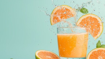 Refreshing Grapefruit Juice Splash  Summer Drink Photography