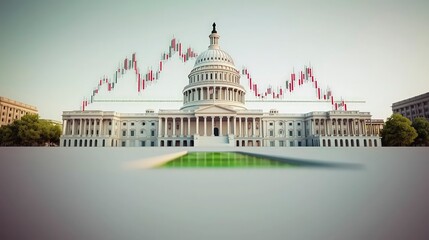 Fototapeta premium US Capitol Building Financial Market Chart Economy Politics Government 3D Render