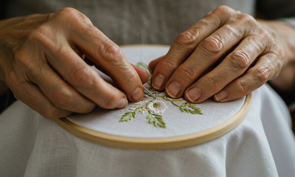 [Generative AI] 자수를 놓는 섬세한 손의 작업