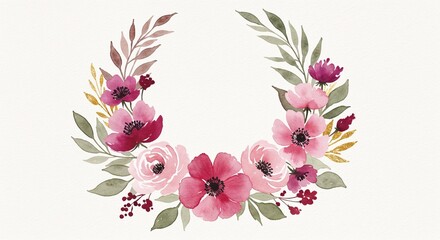 Obraz premium Watercolor Wreath Clip Art png - Floral wreath in soft pastels 
