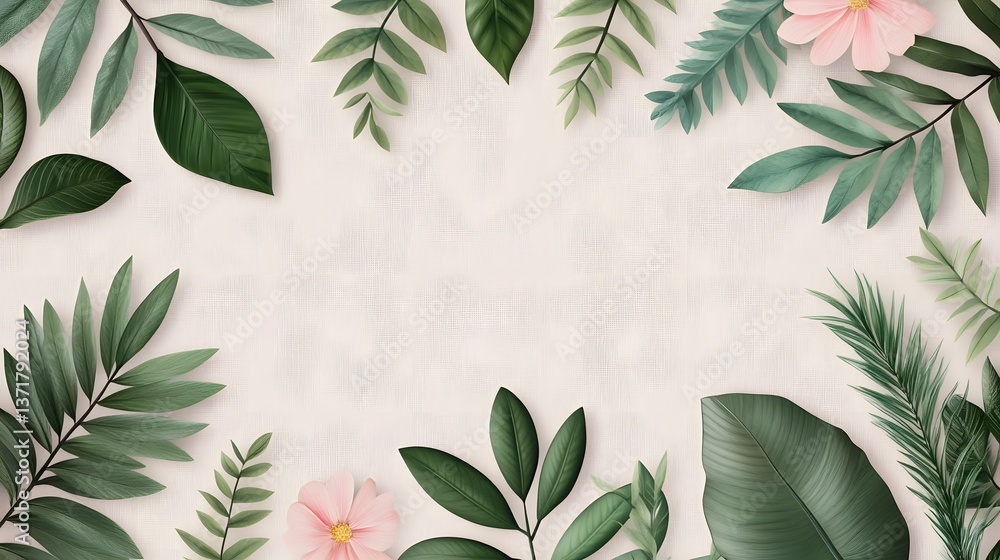 Poster floating botanical elements with transparent background for nature-inspired design