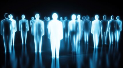 Glowing figures in a crowd