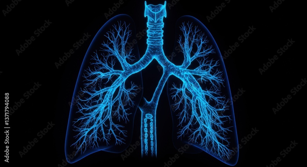 Poster intricate visualization of human lungs: a stunning digital representation of the respiratory system'