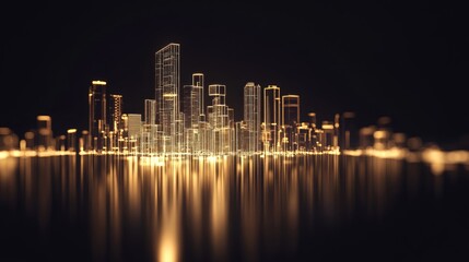 Obraz premium Futuristic city skyline at night (1)