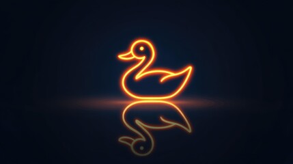 Neon duck icon with reflection