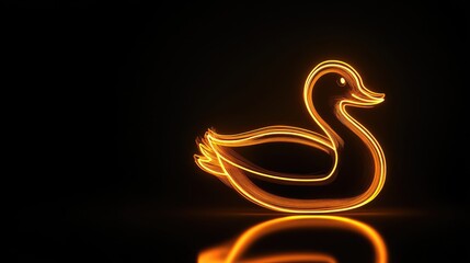 Fototapeta premium Glowing duck silhouette on black background