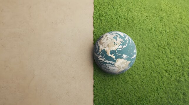 Earth Transition From Desert to Greenery:Climate Change and Reforestation Symbolism