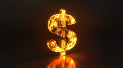 Glowing dollar sign on dark background (1)