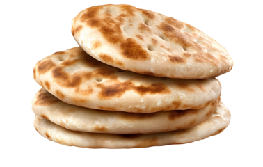  Varaka, jowari, and shallot Abraham steamed pita bread on a transparent background PNG.