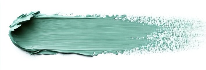 Obraz premium Mint Green Acrylic Paint Stroke on White Background with Texture and Brush Detail