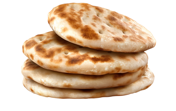  Varaka, jowari, and shallot Abraham steamed pita bread on a transparent background PNG.