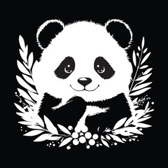 "Adorable Watercolor Panda with Floral Accents"