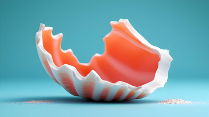 Pink Coral Shell on Turquoise Background