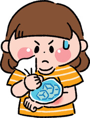 虫刺されを冷やしている女の子