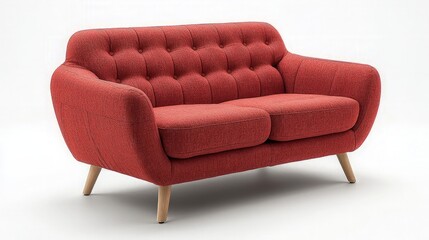 Fototapeta premium Red Sofa, Studio Shot, Modern Design